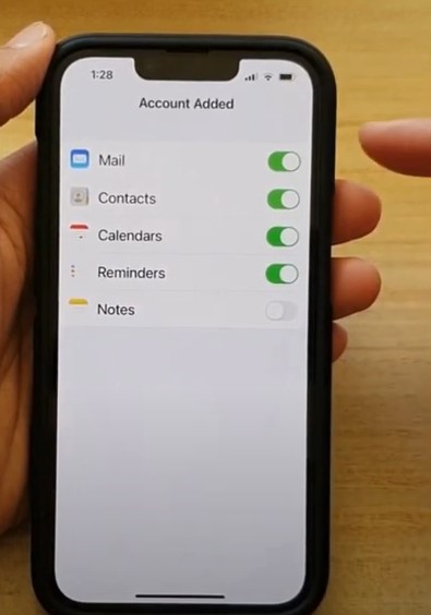 Mail is selected, and then tap Save