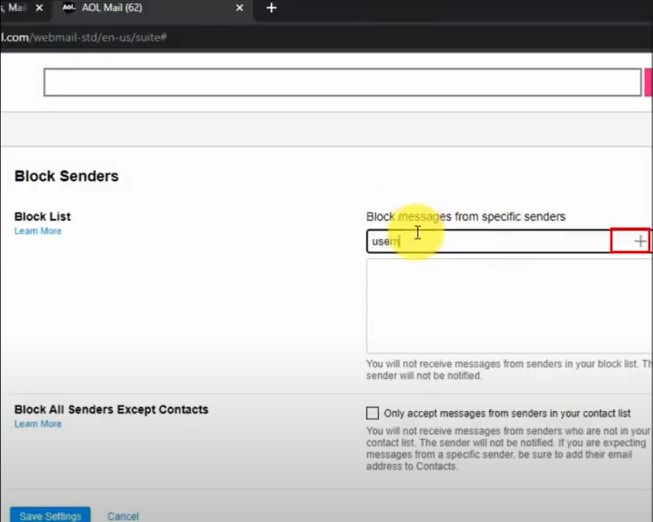 email address you want to block and click