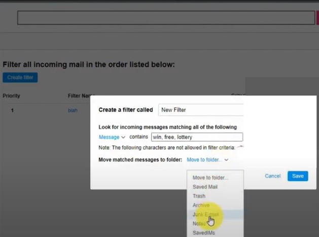 Move matched messages to folder