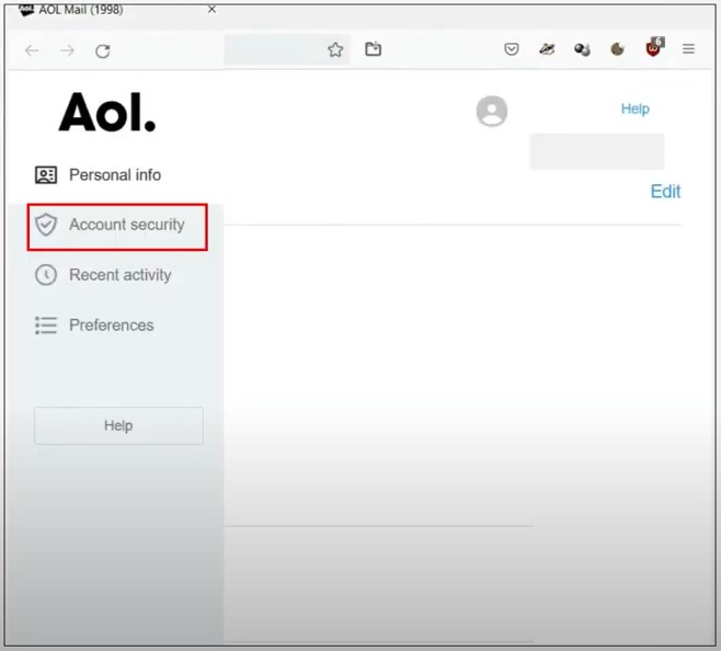 Account Security from the left panel