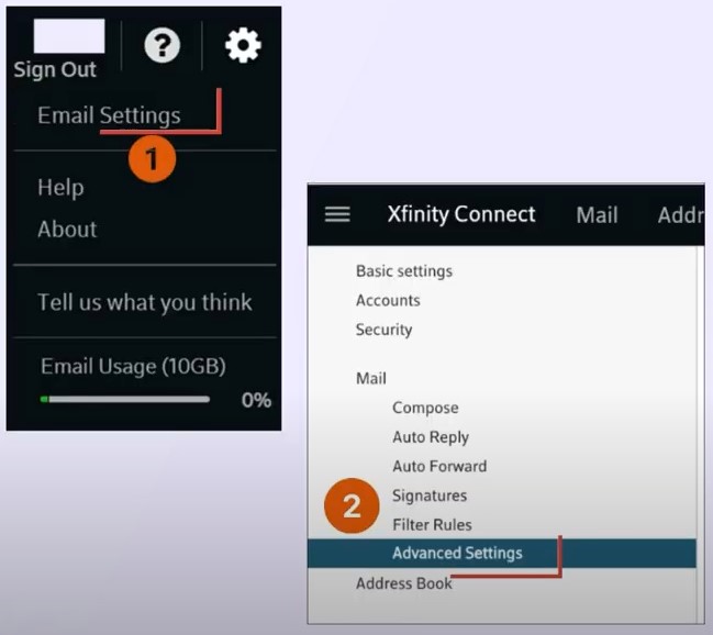 click on Email Settings and go to Advanced Settings
