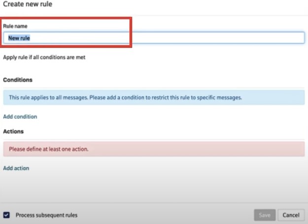 Filter in the Rule name field