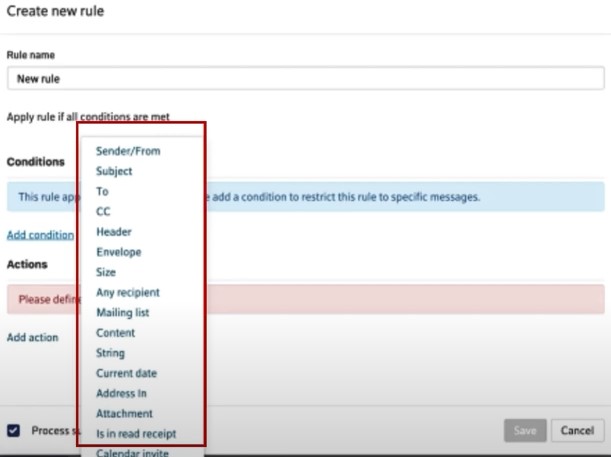 Add condition and select the criteria you want to filter