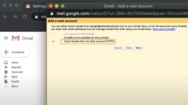 select Import Email from the Other Account 