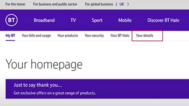 logged in, go to Your Details tab