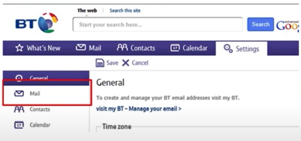 Mail from the left panel