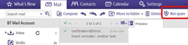 email and click Not Spam