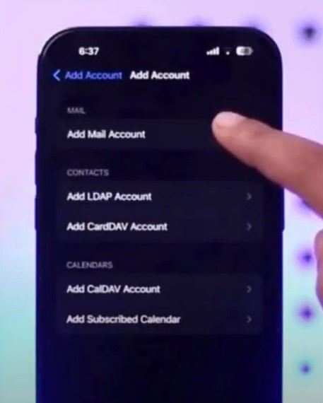 select Add Mail Account