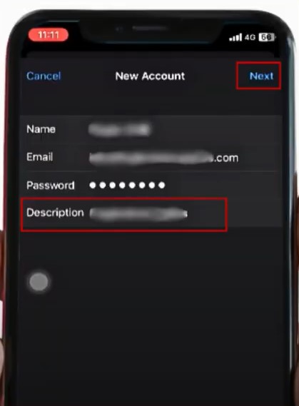 Description and tap Next
