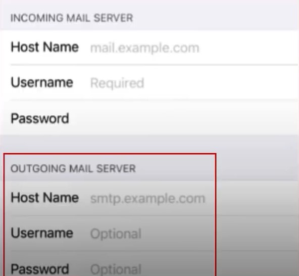 Outgoing Mail Server section