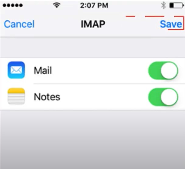  Mail is selected