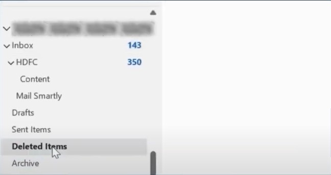 Select Deleted Items and locate