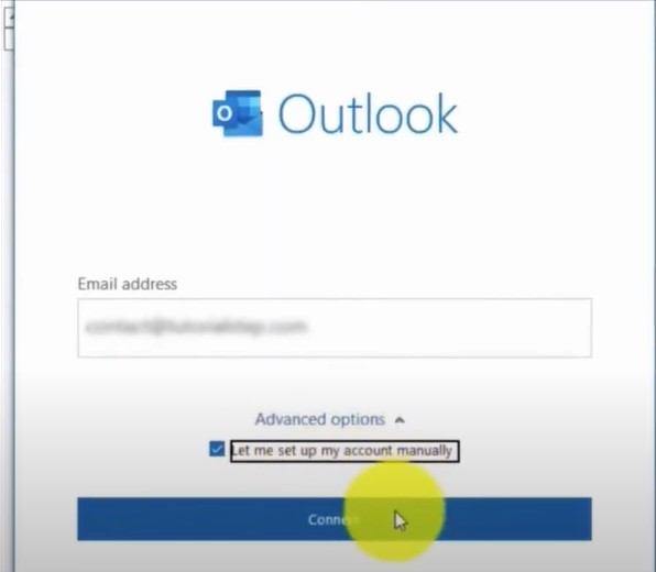 account manually option and click Connect