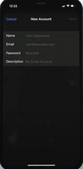 then press Add Mail Account