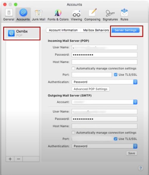 Select your BT mail from the Accounts