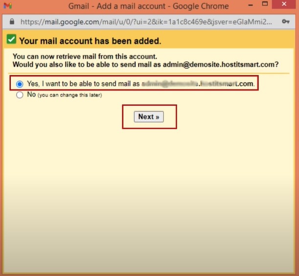 check the Yes option and click Next