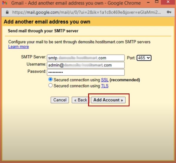 Once done, click Add Account