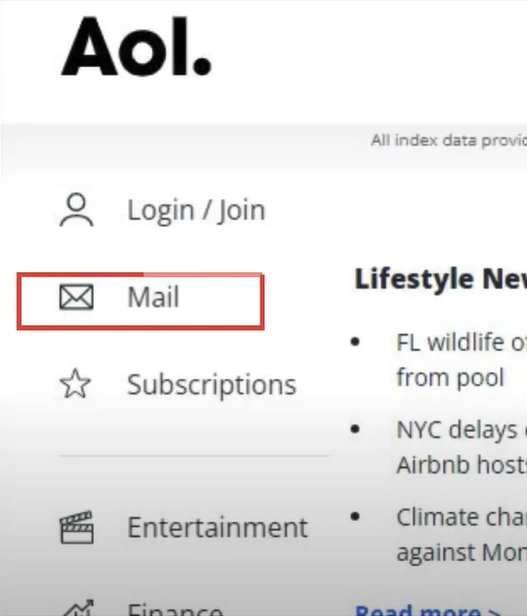 Mail in the left menu
