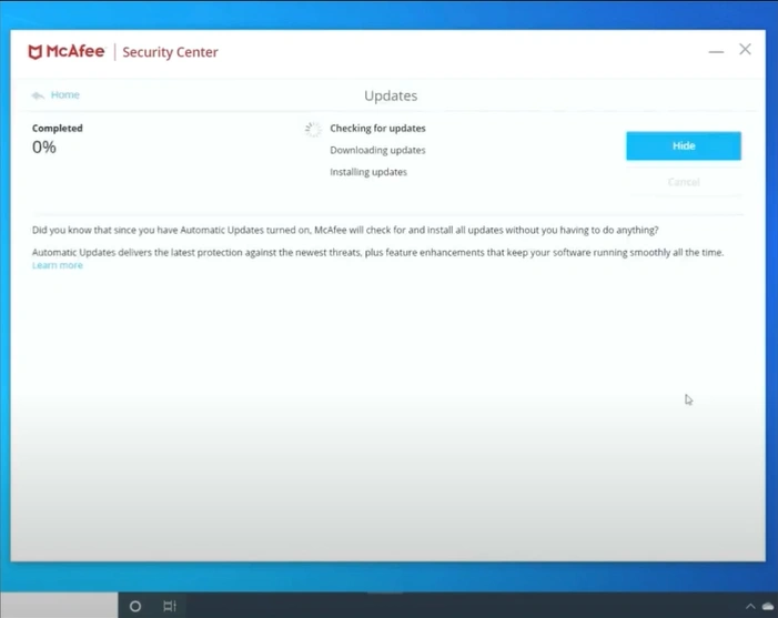 security system will check for updates