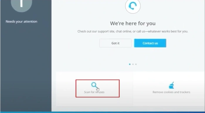 Click on Scan for Viruses