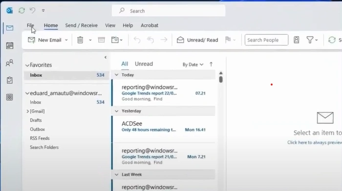 Click on File in the top left corner
