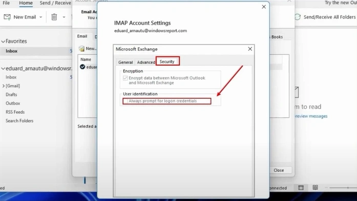 Select the Security tab