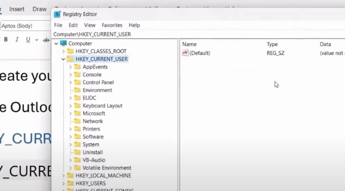 type in Registry Editor