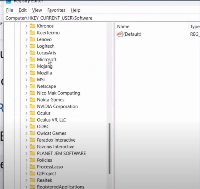 Scroll down until you find Microsoft