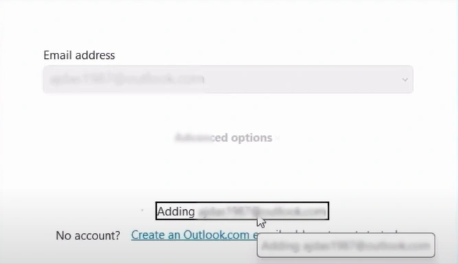 wait for the account to connect successfully