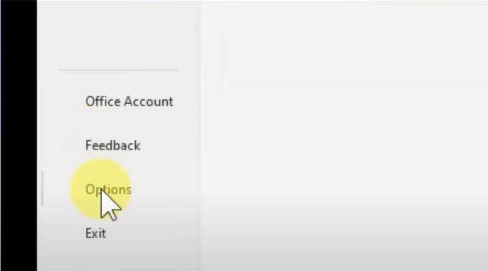 Click on Options at the bottom