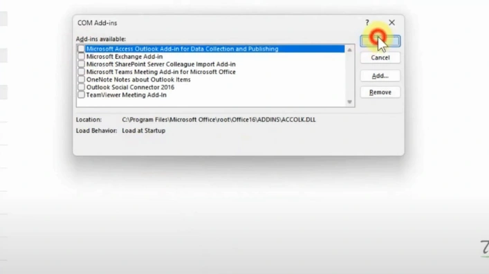 Unselect all the available