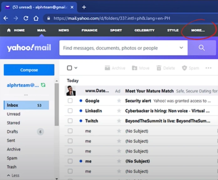 Sign into your Yahoo mail account