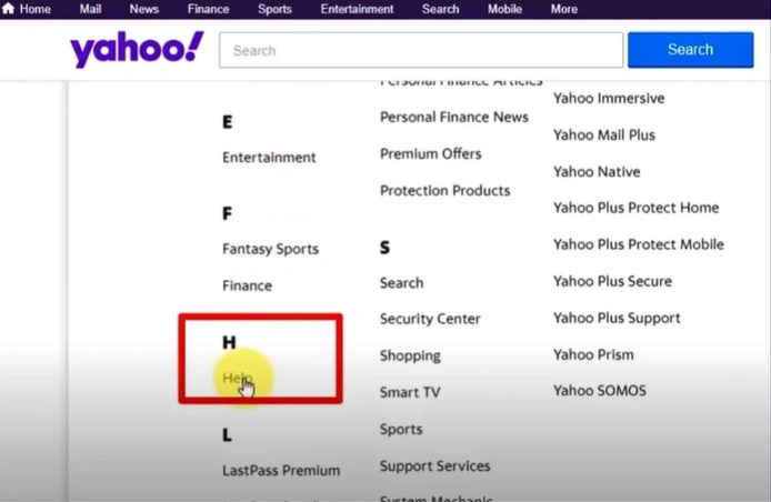 Scroll down the Yahoo Mai
