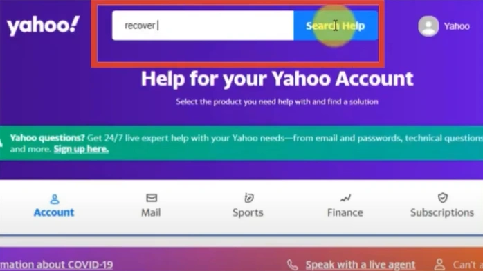 Enter Recover in the search bar