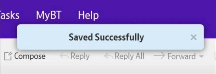 receive a message confirming