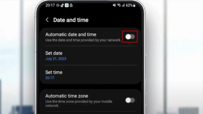 In the Automatic Date & Time