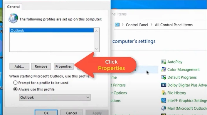 Click on the Properties button