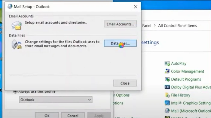 Click on the Data Files button