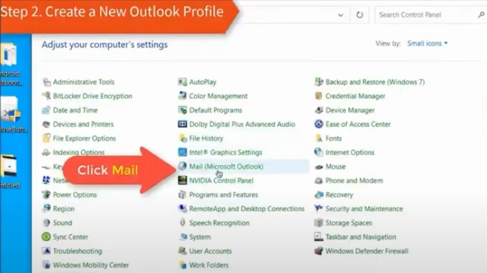 Return to the control panel and click on Mail