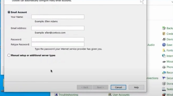Select the Manual setup or additional