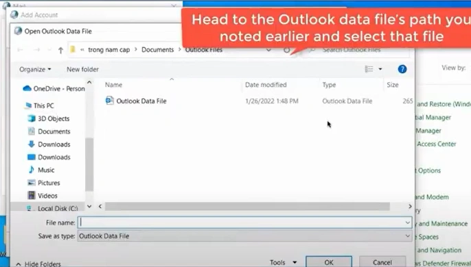 Find the location of the Outlook