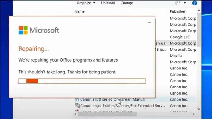 Wait for the system to repair your office