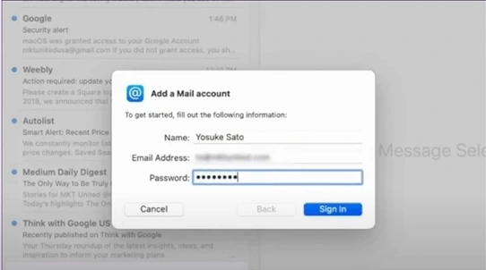 type your name, BTinternet email address & password