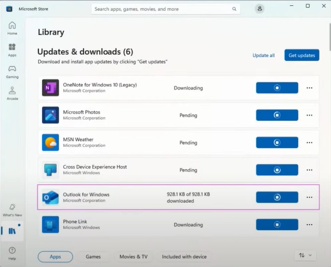 Update your Outlook if available