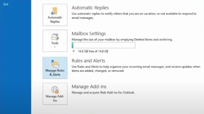 Click on Manage Rules and Alerts