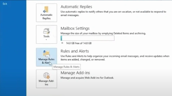 Click on Manage Rules and Alerts