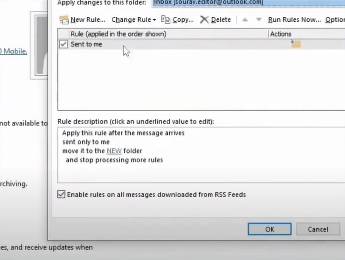 Select the rule you want to delete