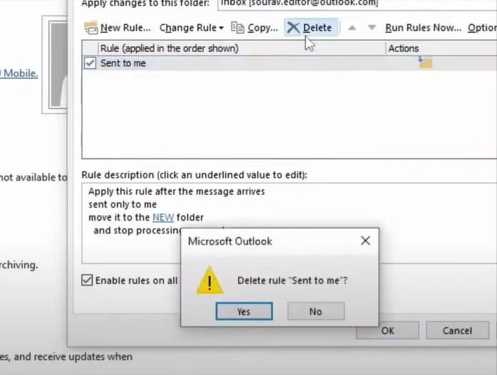 Click on the Delete button above