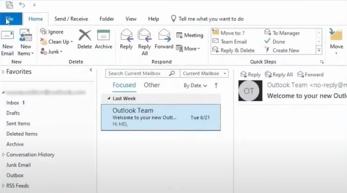 Open your Outlook and Click on File