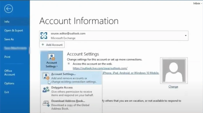 Click on Account Settings